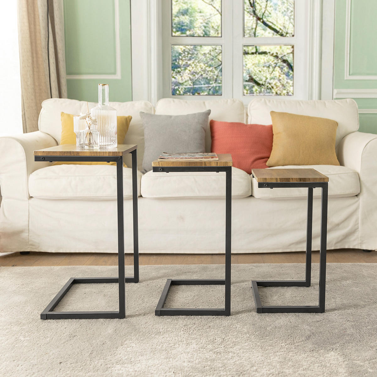 COUCHTISCH 3er Set Braun - Naturfarben, Holzwerkstoff (30/46/61cm) - SoBuy