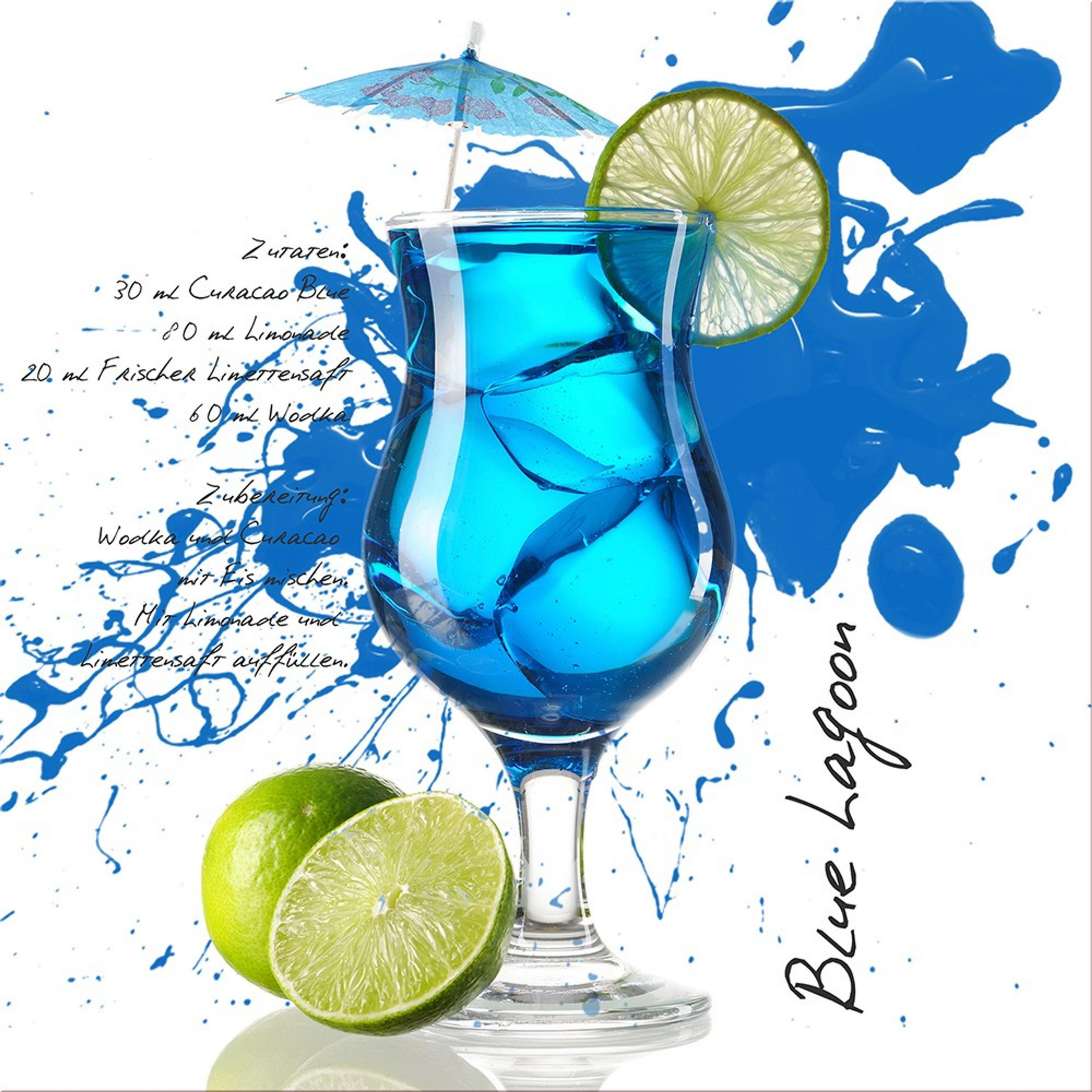 BILD 30x30 cm Küche Cocktail blau grün - Blau, Holzwerkstoff (30/30/2cm) - artissimo