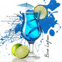 BILD 30x30 cm Küche Cocktail blau grün - Blau, Holzwerkstoff (30/30/2cm) - artissimo