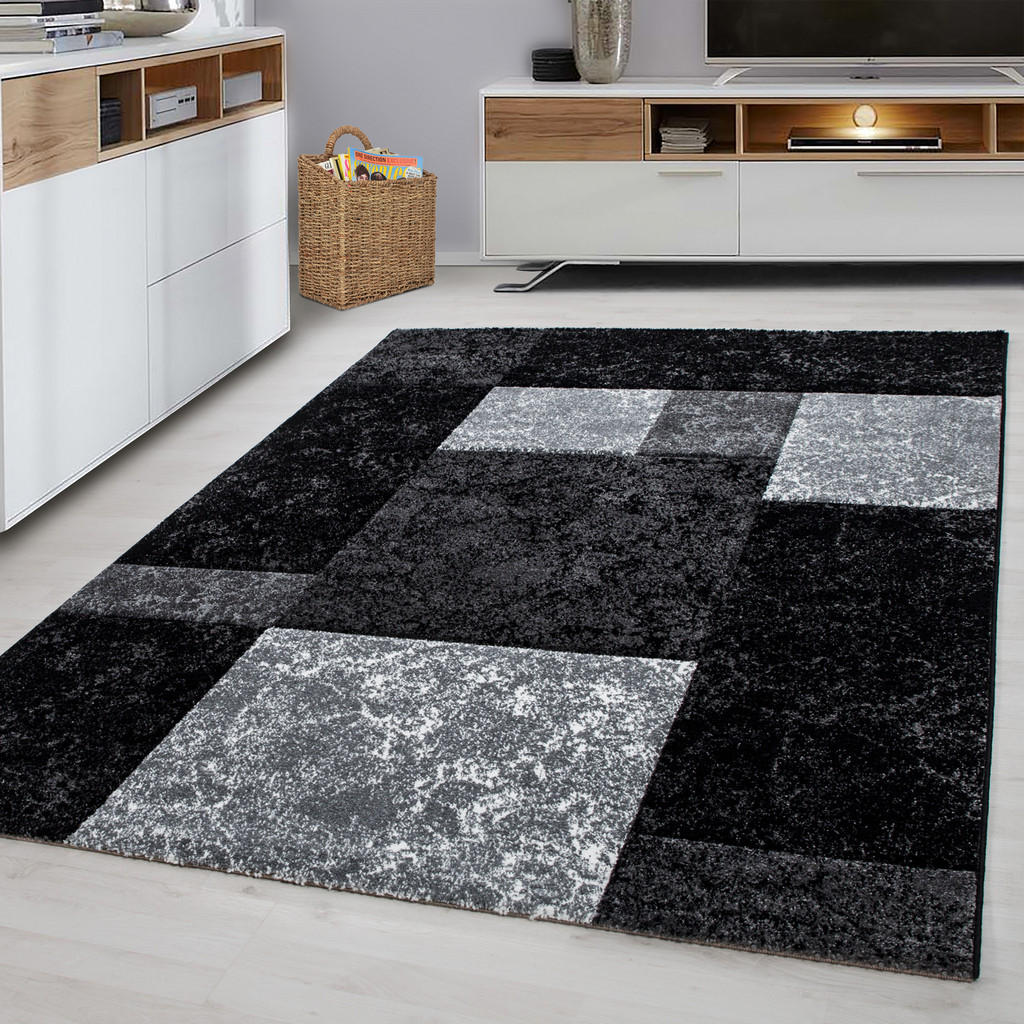 Thumbnail - Kadima Design Teppich, Schwarz, Textil, Kariert, Rechteckig, 280x370 cm, pflegeleicht, Teppiche & Böden, Teppiche