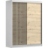 SCHIEBETÜRENSCHRANK - Beni 10 Weiß + Artisan - Weiß/Sonoma Eiche, Holzwerkstoff/Metall (150/200/61cm) - Möblo