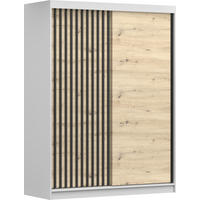 SCHIEBETÜRENSCHRANK - Beni 10 Weiß + Artisan - Weiß/Sonoma Eiche, Holzwerkstoff/Metall (150/200/61cm) - Möblo