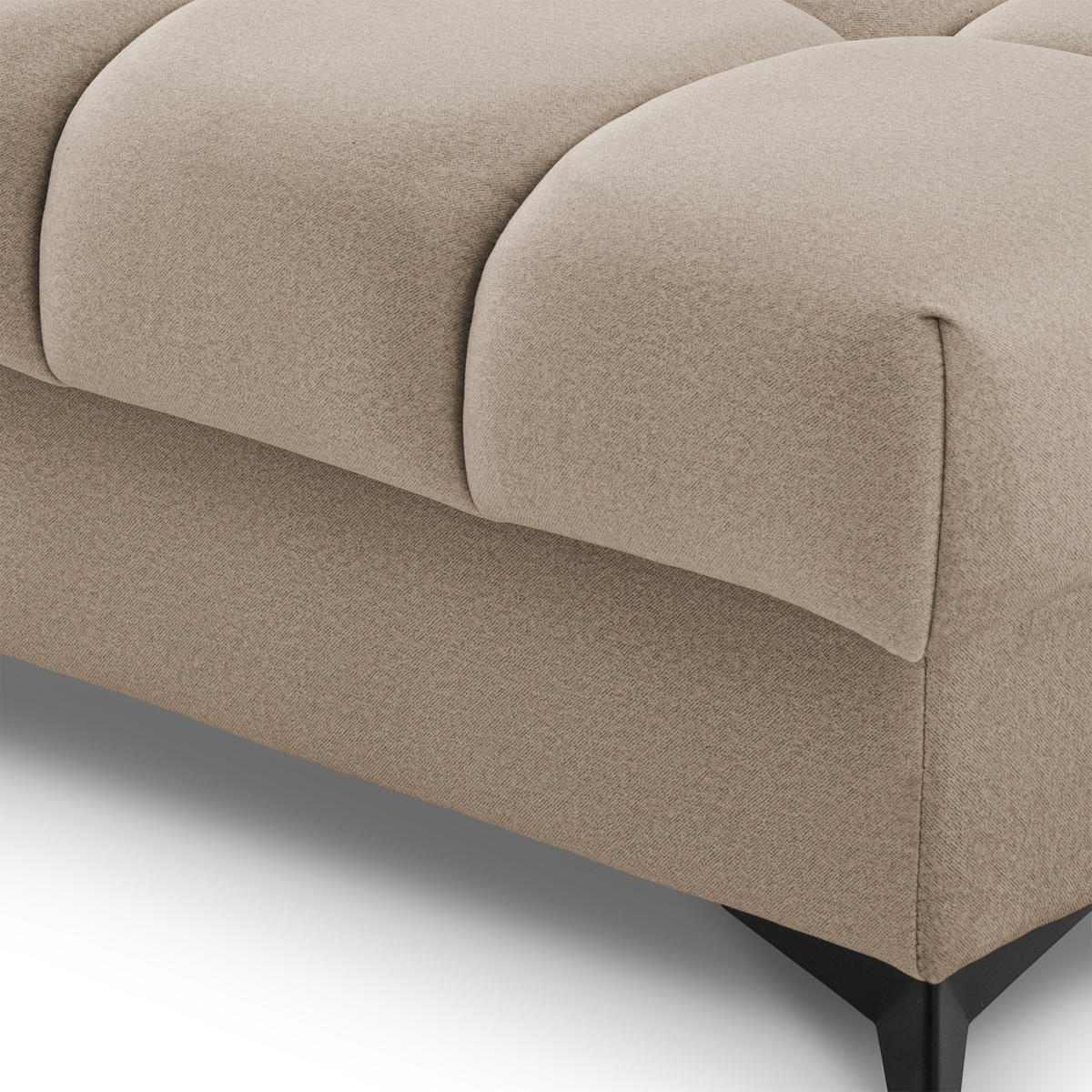 ECKSOFA PUDDING S Rechts mit Schlaffunktion 125x195 Velours Beige - Beige/Schwarz, Holz/Textil (275/177cm) - Muffo