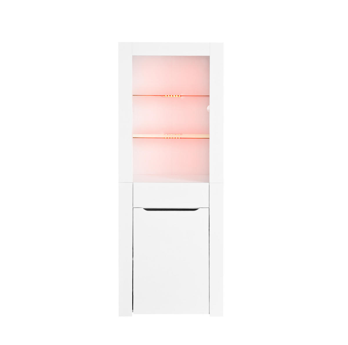 VITRINE 60/35,5/165 cm aus Spanplatte mit LED-Beleuchtung und App-Steuerung Weiß Hochglanz - Weiß, Holzwerkstoff (60/165/35.5cm) - Modenvie