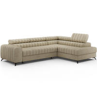 KANEDO Ecksofa mit Schlaffunktion und Bettkasten – Modernes Designsofa, verstellbare Kopfstützen, Metallfüße - Beige, Kunststoff (269/86cm) - Wohnideebilder