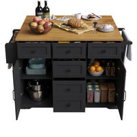 KÜCHENINSEL 147/93/44 cm Schwarz aus MDF und Metall mit Klappfunktion - Schwarz, Holzwerkstoff (44/93/147cm) - OKMYHOME