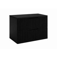 BADEZIMMERSCHRANK hängend 80 mit Schubladen, Korpus in Schwarz + Platte in Schwarz, mit Griffen, 80 x 46 x 58,6 cm - Schwarz, Holzwerkstoff (80/58.6/46cm) - 3XE LIVING