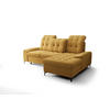 ECKSOFA KONGO RBN18, Eckcouch in L-Form mit Schlaffunktion, Farbe: Gelb, Velourstoff, Ottomane Rechts - Gelb, Textil (257/172cm) - O-Sofa