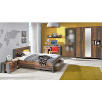JUGENDZIMMER Clif in Dunkelgrau und Old- Wood Vintage 4 teilig - Braun, Holzwerkstoff (120/200/80cm)