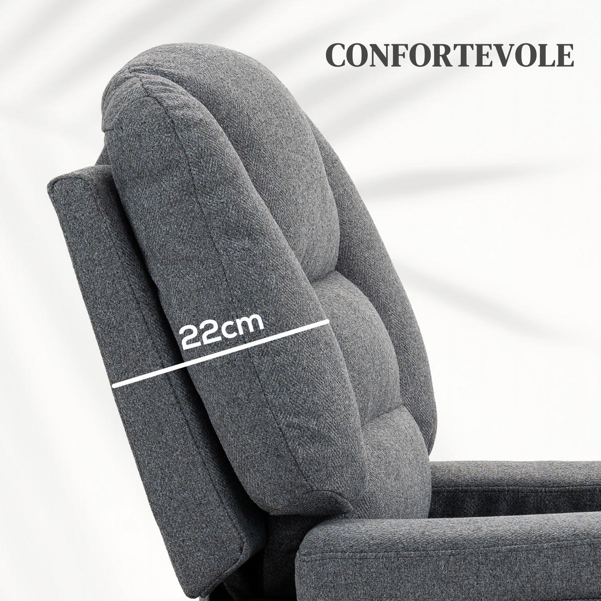 AUFSTEHSESSEL, 8 Massagepunkte, Leinenoptik, 97x90x102cm, Relaxsessel, Grau - Multicolor, Holzwerkstoff (89/102/90cm) - FORIOUS