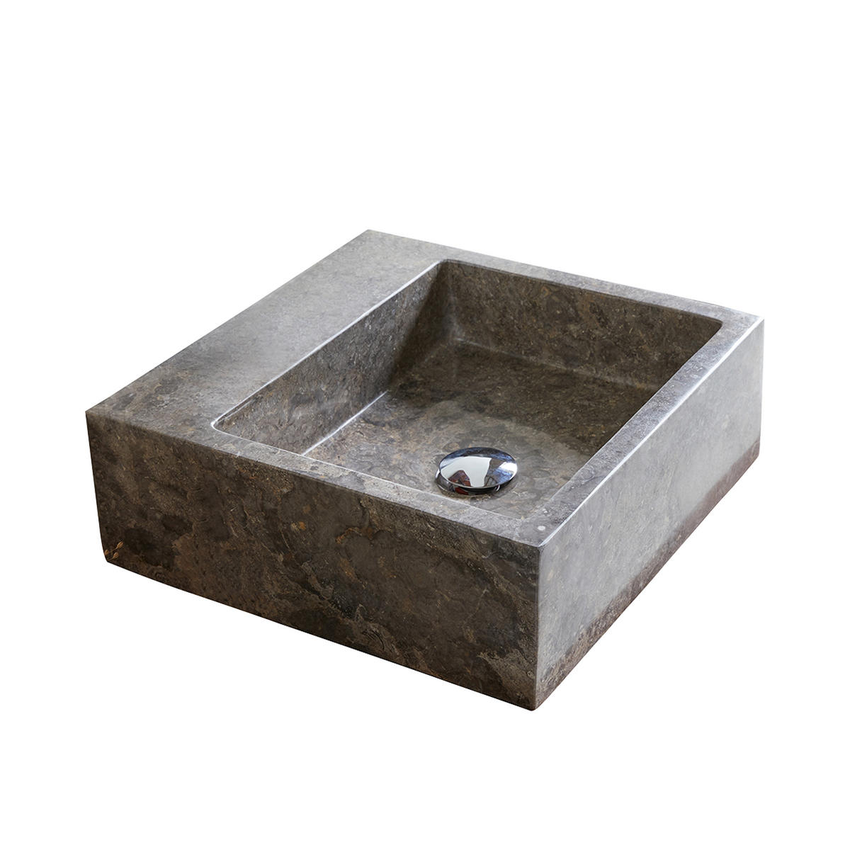 WASCHBECKEN Slats Grau aus Marmor - Grau, Stein (41/14/41cm) - Tikamoon