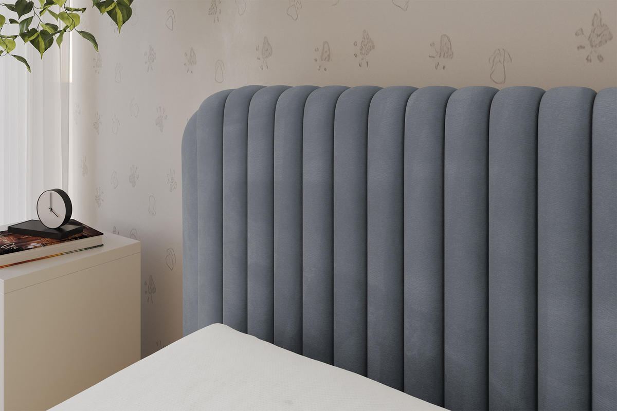 EINZELLBETT Jugendbett mit Bettkasten und Matratze H3/H4, Rechts - AURY 80x200 Grau - Blaugrau, Holzwerkstoff/Textil (80/200cm) - ALTDECOR
