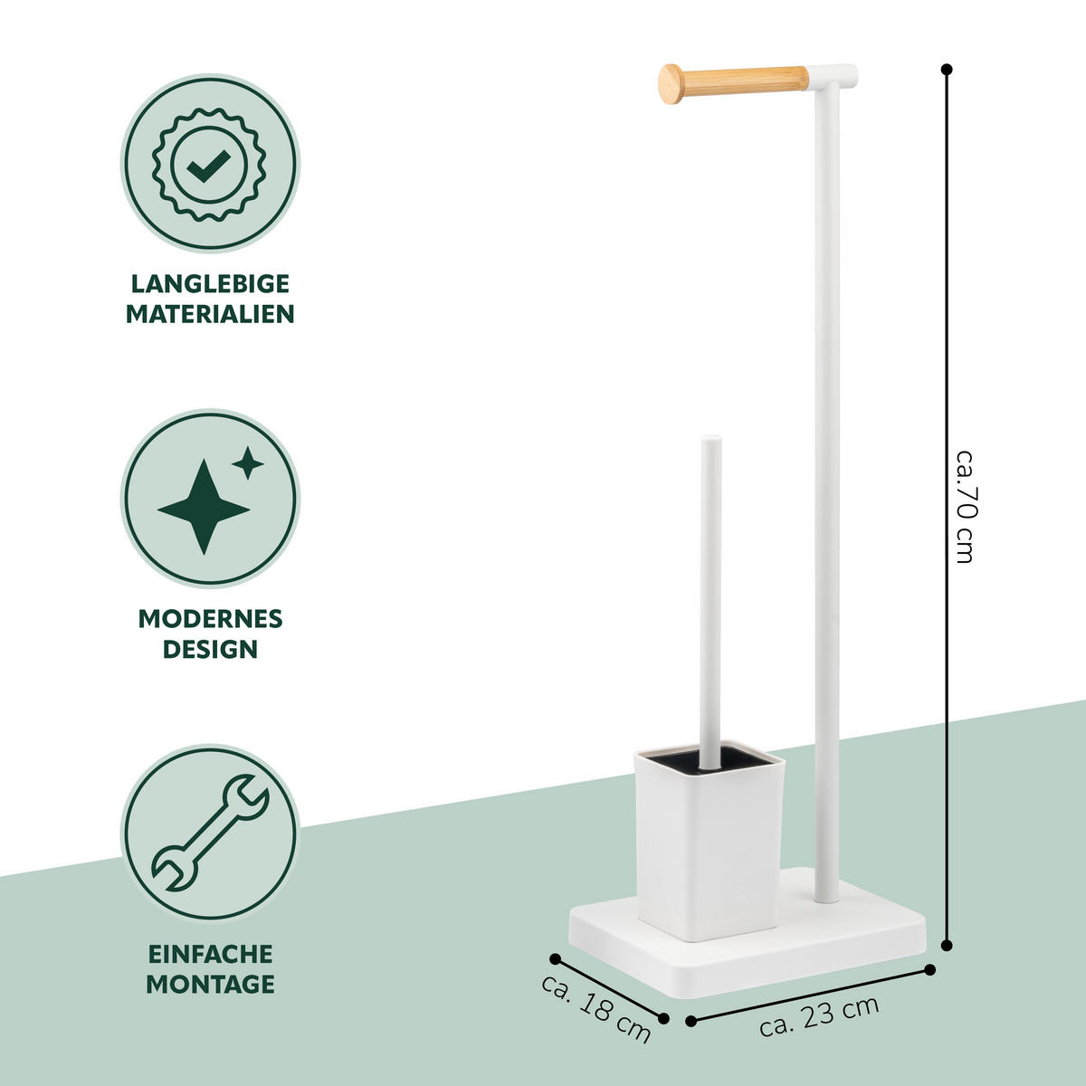 STAND-WC-GARNITUR, weiß - Weiß, Kunststoff (23/70/18cm) - bremermann
