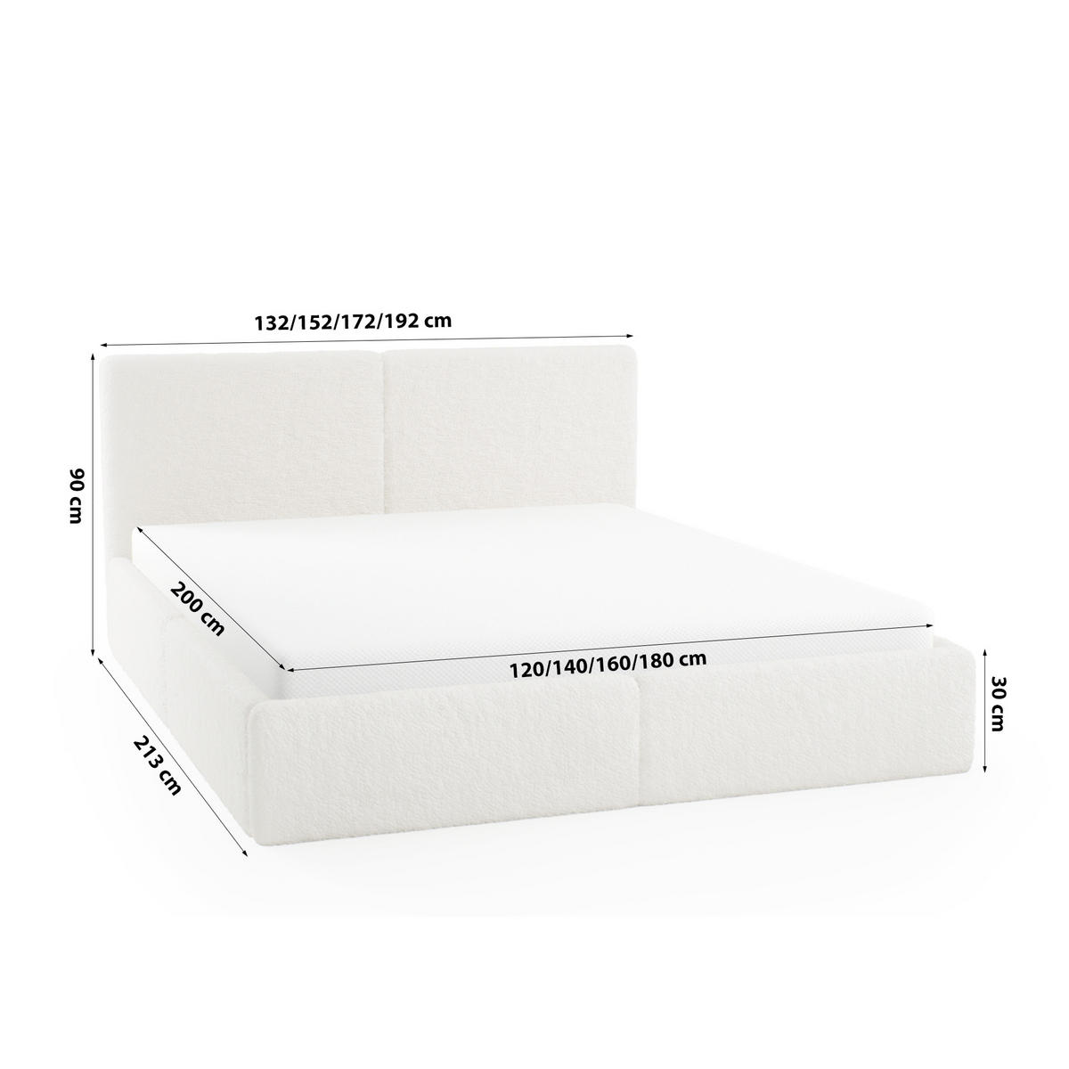 POLSTERBETT Toreira Slim 120x200 cm Creme - Creme, Holz/Textil (120/200cm) - Fedve