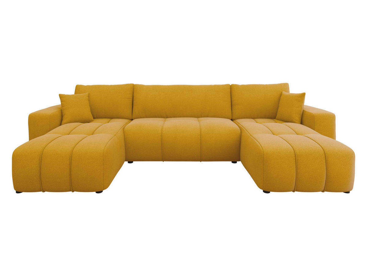 WOHNLANDSCHAFT Furyn U - Gelb/Schwarz, Holz/Kunststoff (312/82/145cm) - MIRJAN24