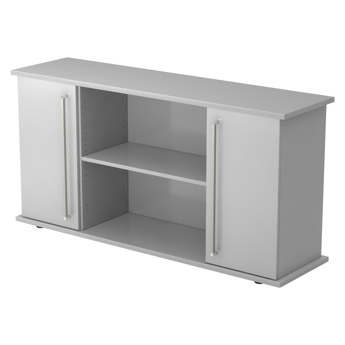 SIDEBOARD mit 2 Flügeltüren 44,8/166,1/84 cm in Grau Chromgriff - Grau, Holzwerkstoff (166.1/84/44.8cm) - bümö