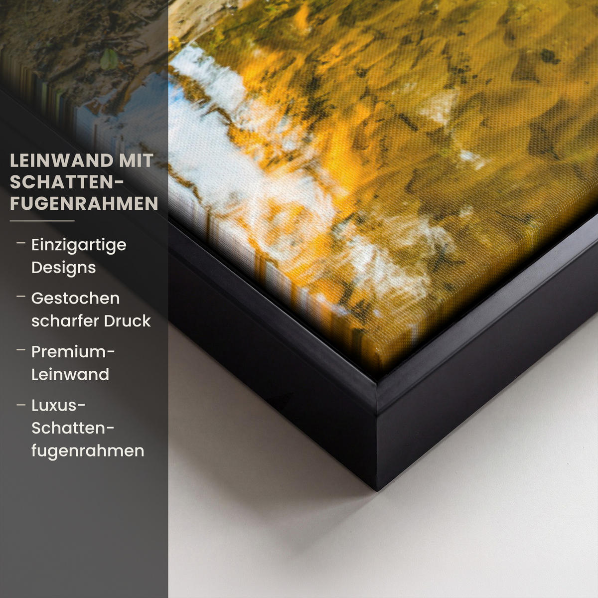 LEINWAND Bilder mit Rahmen - Wald - Landschaft - Wasser - Bäume - Sonne - Grün - Natur - 40x60 - Grün, Textil (40/60cm) - MuchoWow