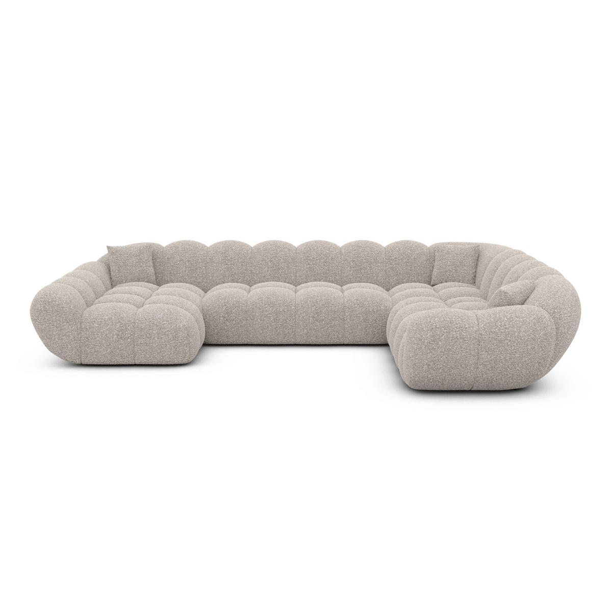 WOHNLANDSCHAFT Liva Sand Bouclé U-Form XXL Links - Sandfarben, Textil (323/70/258cm) - VAROYAL