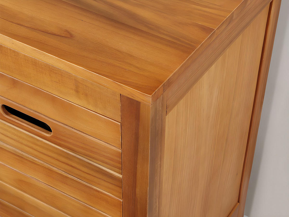 WASCHBECKENUNTERSCHRANK - 130 cm x 50 cm - holz - naturfarben dunkel Pulukan - Naturfarben, Holz (130/83/50cm) - Vente-Unique