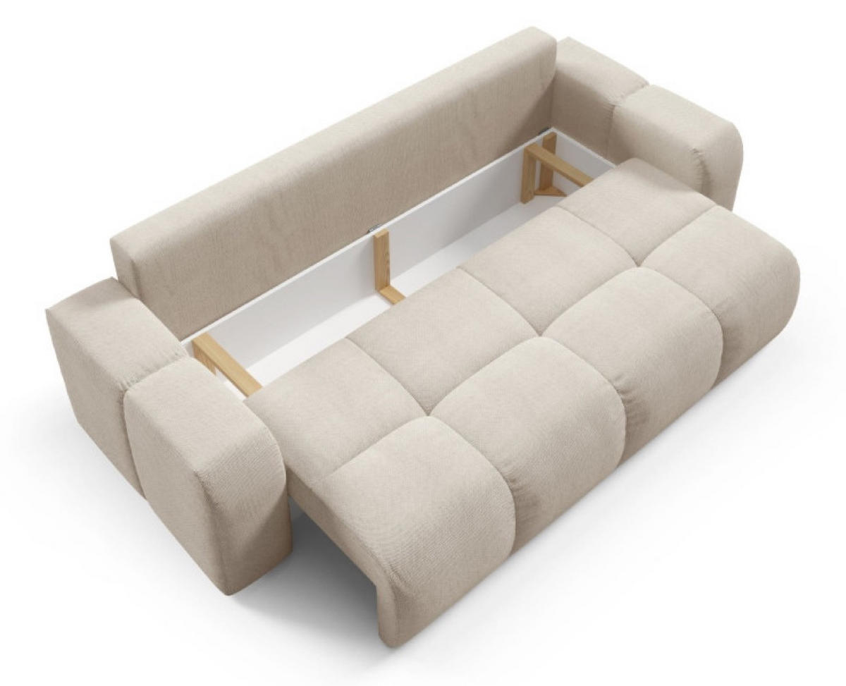 SOFA Beige SOHI Mit Schlaffunktion Und Bettkasten - Beige, Textil (259/90/99cm) - Sepro Meble