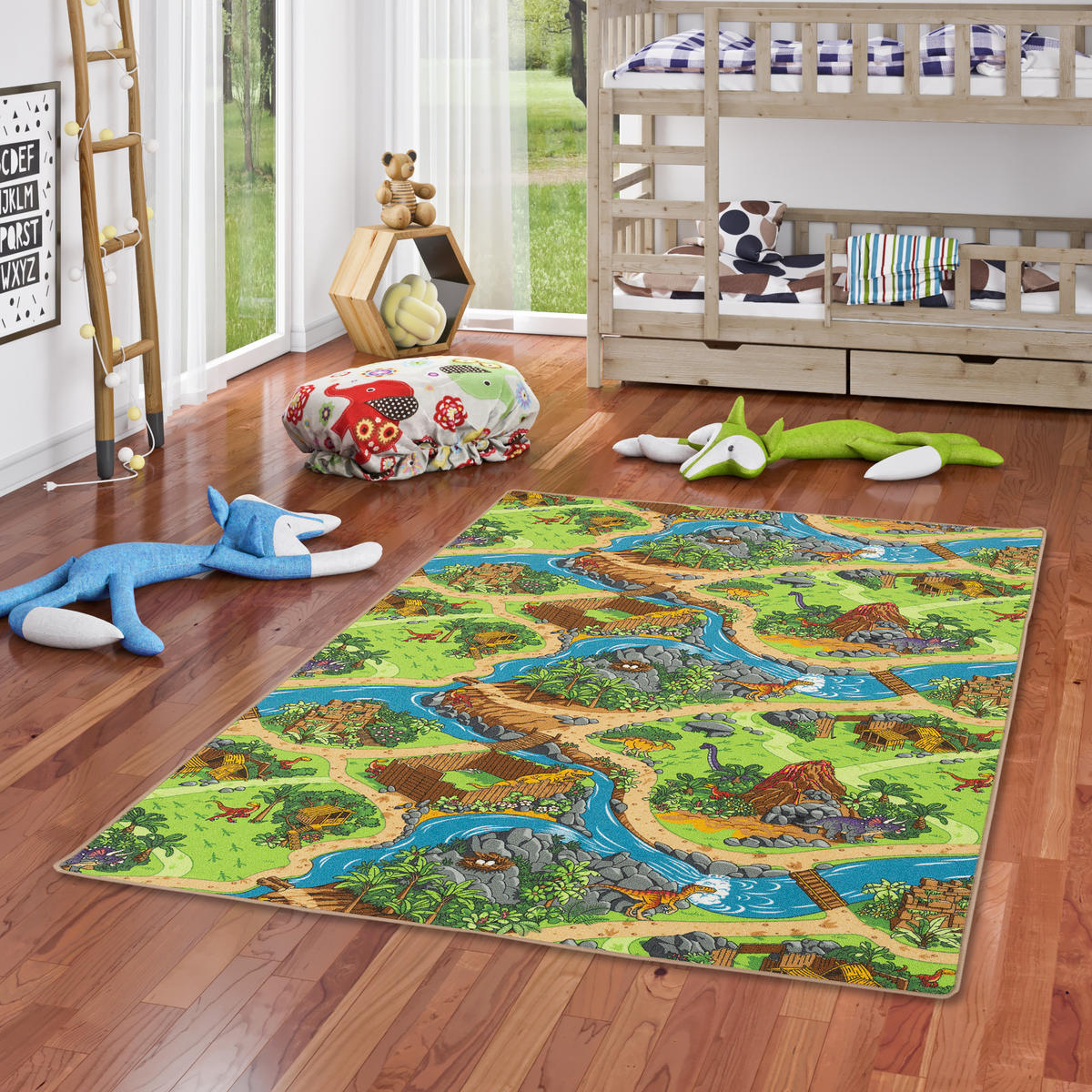 KINDER SPIEL STRASSENTEPPICH - Türkis, Textil (160/240cm) - Snapstyle