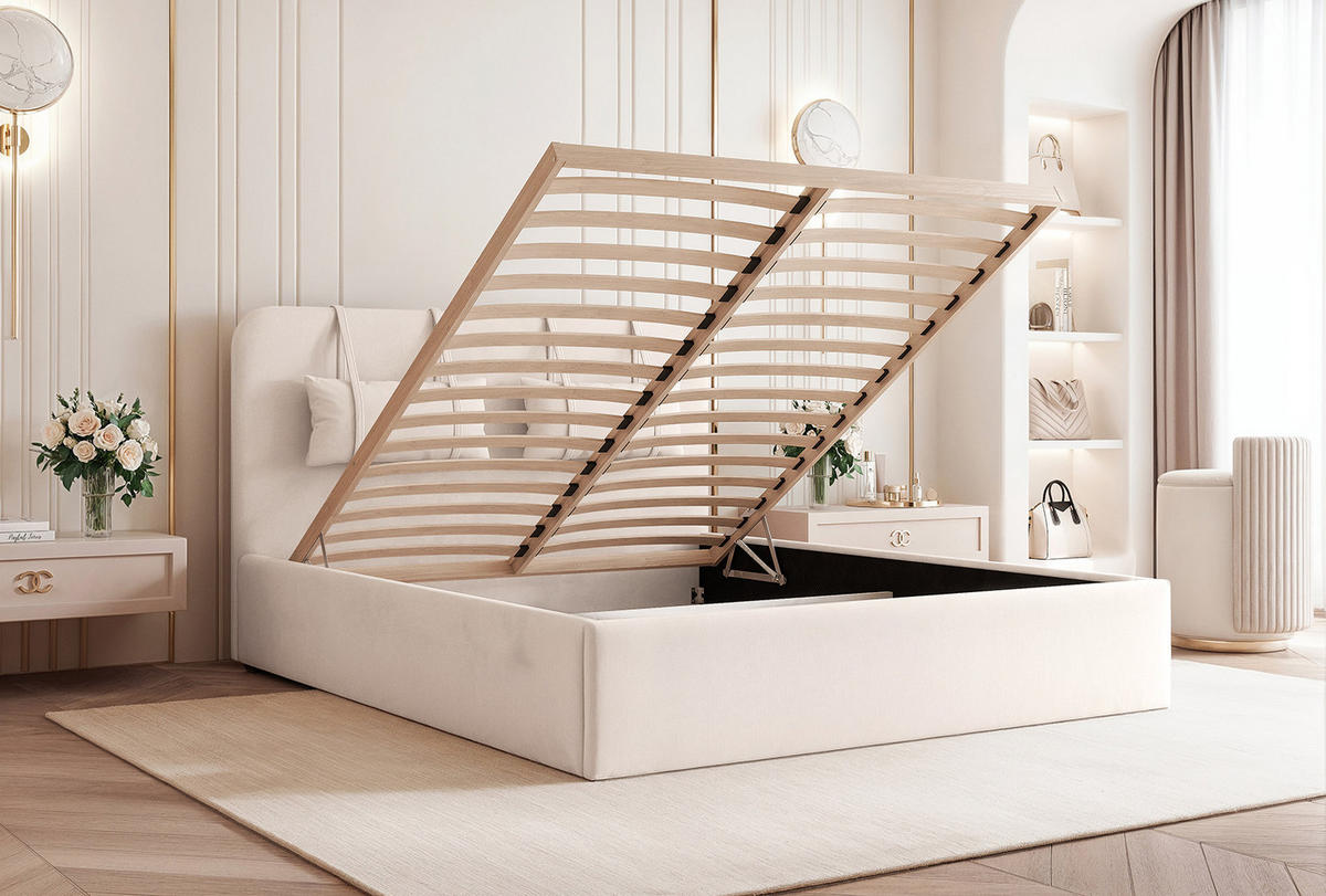 POLSTERBETT Lexal 200x200 cm, Cremeweiß - Ecru, Textil (200/200cm) - Fedve