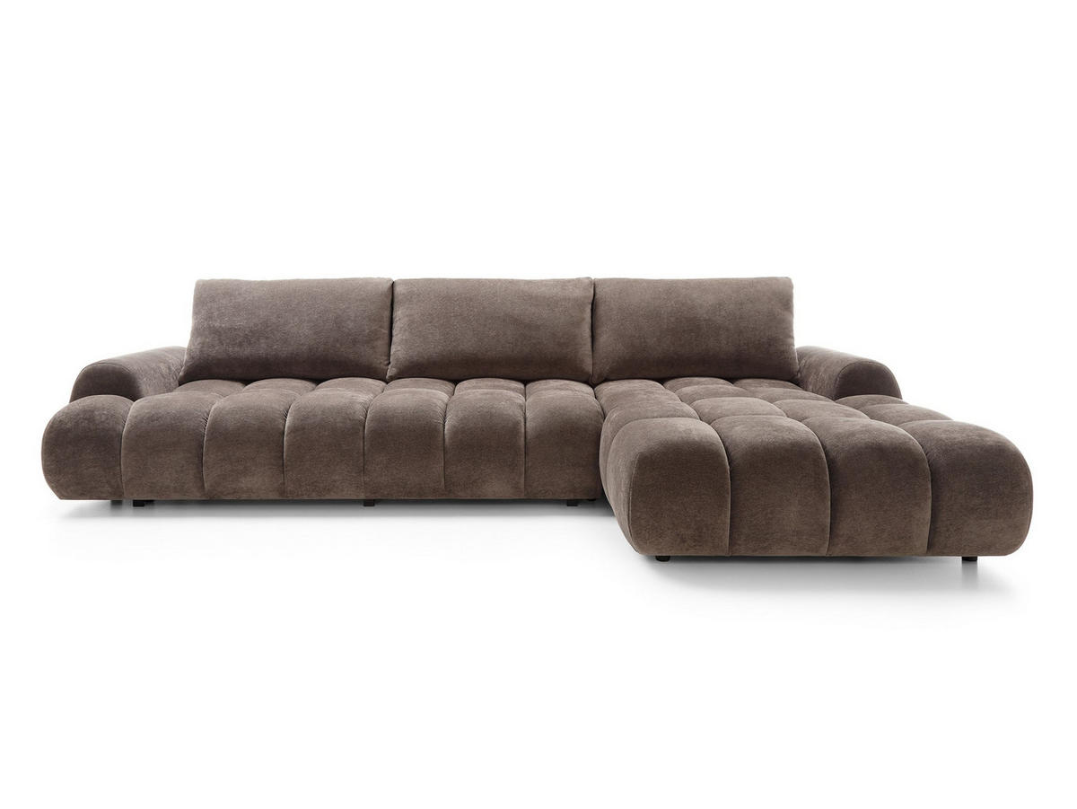 ECKSOFA GARDA Braun Chenille mit Schlaffunktion - Braun, Holz (280/131cm) - MASSENO