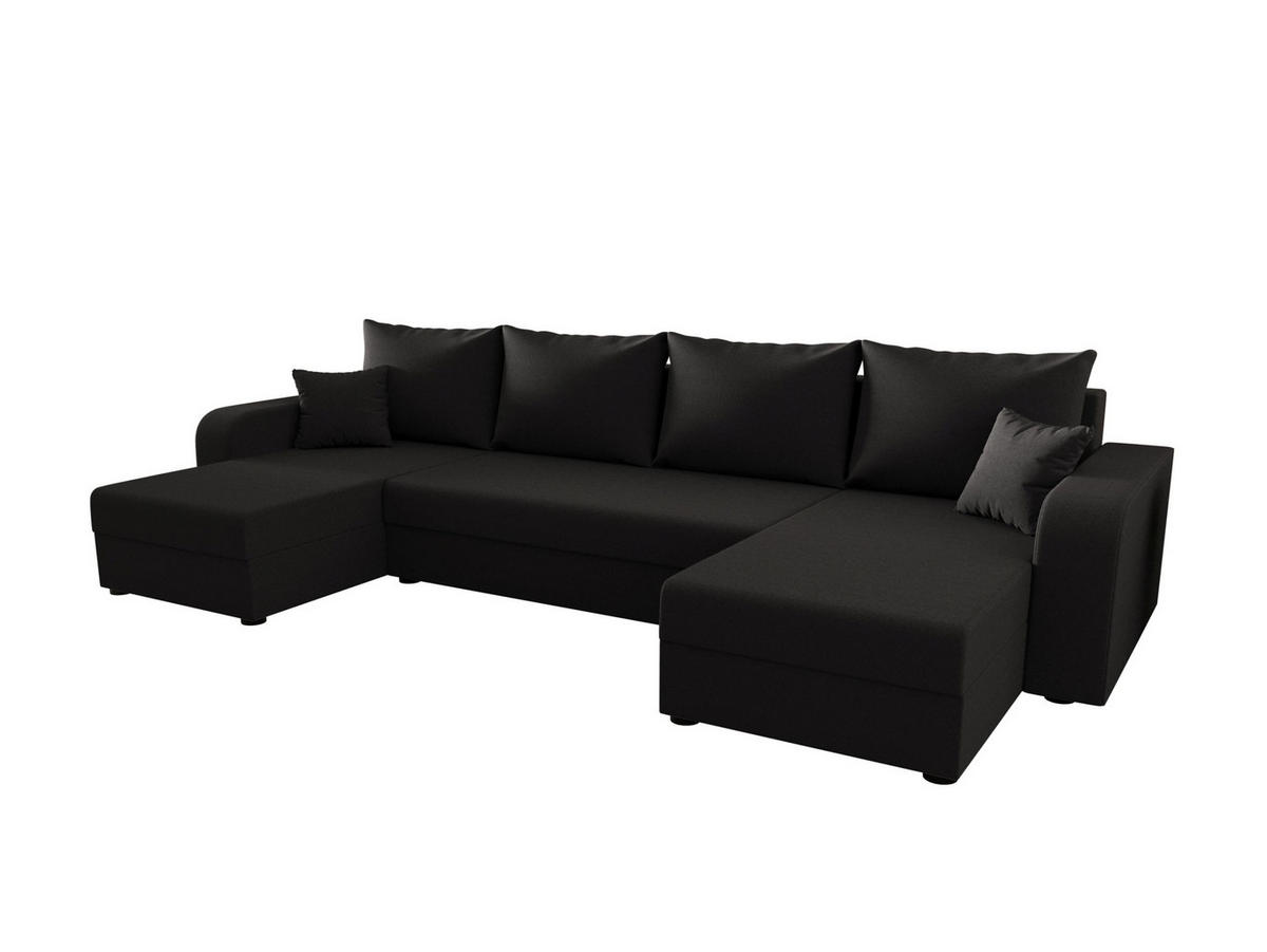 WOHNLANDSCHAFT HEWLET U BIS Sawana 05 mit Schlaffunktion - Schwarz, Textil (305/90/140cm) - Bedante