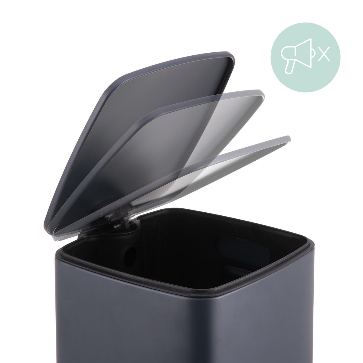 MÜLLEIMER - Grau, Kunststoff/Metall (25/33/30cm) - Relaxdays