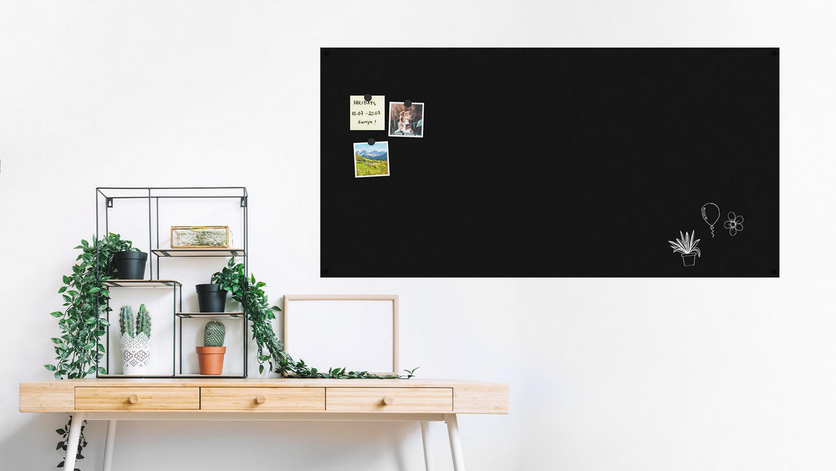 MAGNETPLATTE rahmenloses SLIMboard - Kreideoberfläche - 120x60 cm - Schwarz, Metall (120/60/0.3cm) - ALLboards