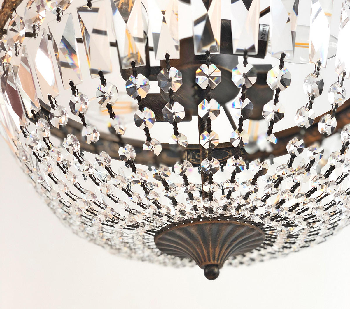 DECKENLEUCHTE Florence Ø40cm Antik aus geschliffenen funkelnden Kristallen - Goldfarben, Glas/Metall (40/40/26cm) - PGA Lights