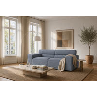 3-SITZER Umea Cord Blau 204/106/78 cm - Blaugrau, Kunststoff/Textil (204/78/106cm) - foamnova