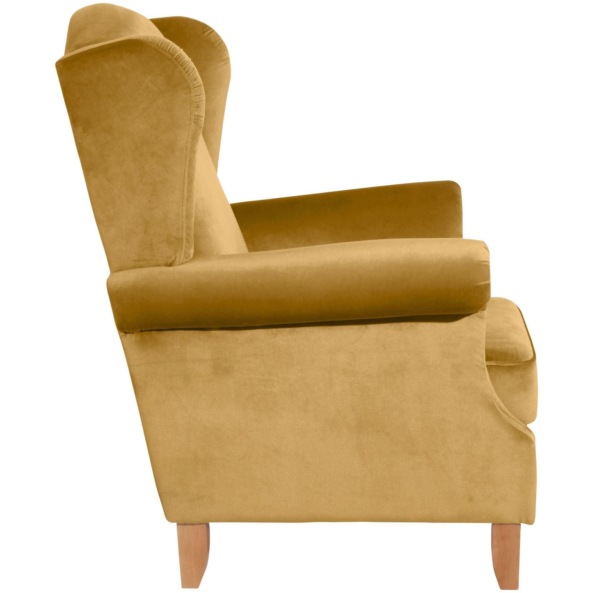 OHRENSESSEL Katria Bezug Samtvelours Buche natur / mais - Gelb, Kunststoff (88/108/84cm) - 58aufmkessel