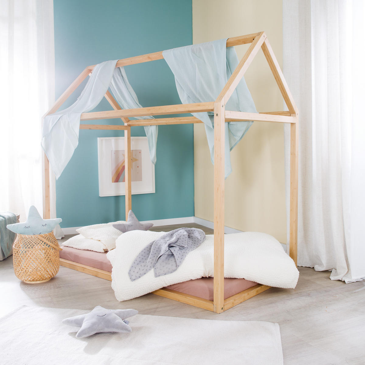 HAUSBETT 70 x 140 cm Montessori Bambus - Naturfarben, Holzwerkstoff (70/140cm) - Roba