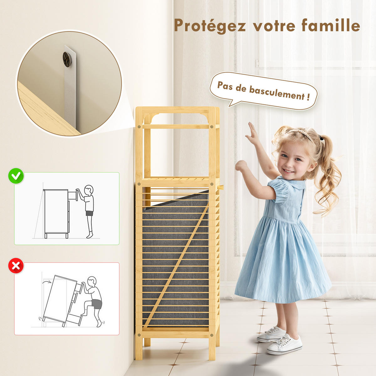 BADEZIMMERSCHRANK DE-17340 Natur - Naturfarben, Naturmaterialien (30/95/40cm) - ComfortXL