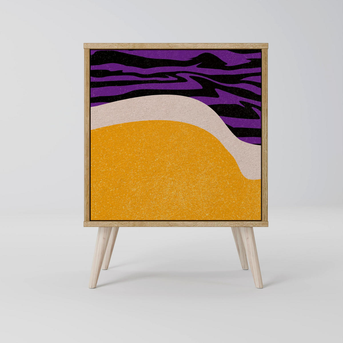 SIDEBOARD INDEPENDENT BORDER, Grau, 57,5x42x77,5 cm, Schräge Buchenholzfüße - Buchefarben/Multicolor, Holzwerkstoff/Buchenholz (57.5/77.5/42cm) - SpaceRebels