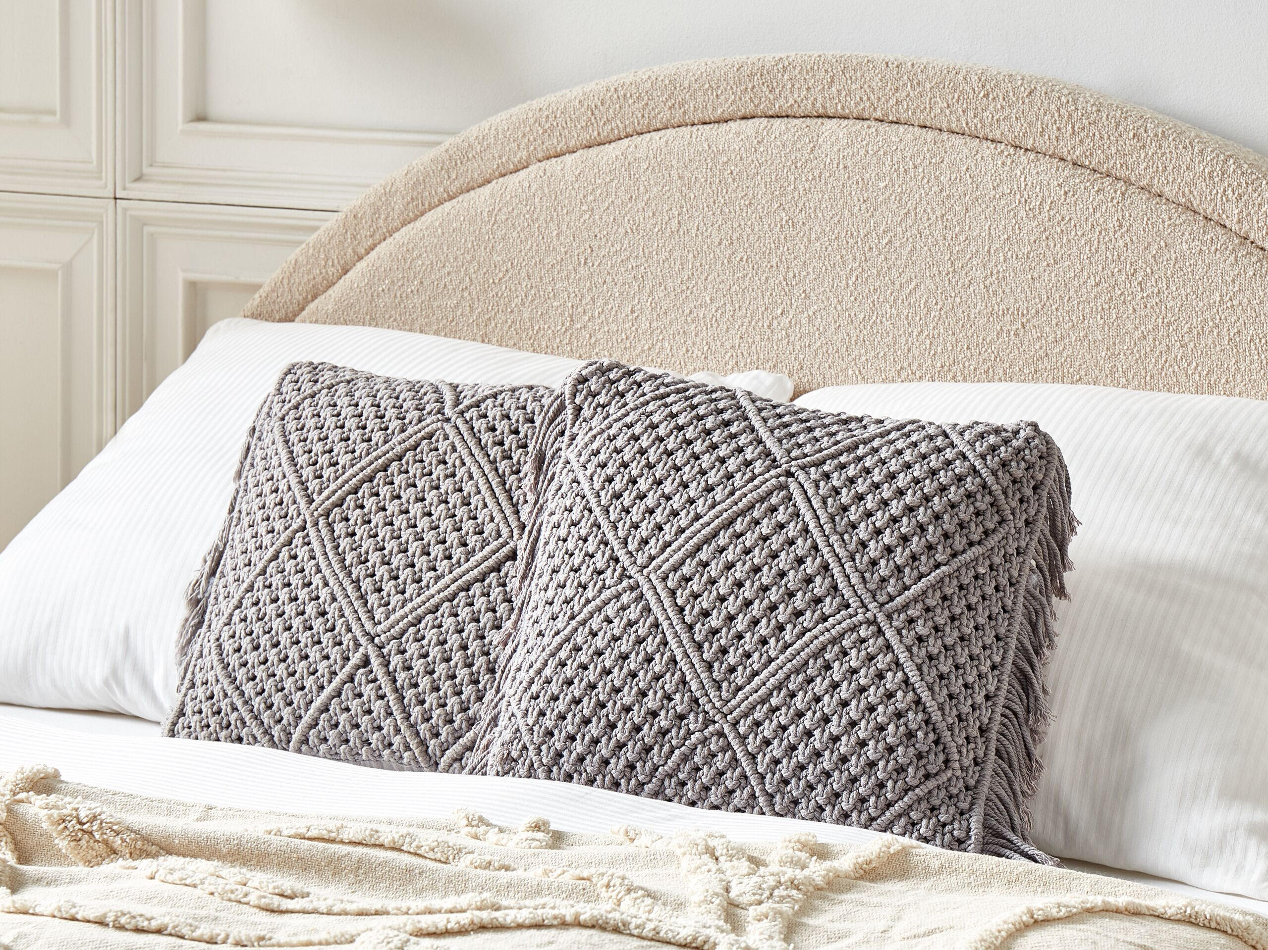 DEKOKISSEN 2er-Set Grau 45/45 cm Besham - Grau, Textil (45/45cm) - Beliani