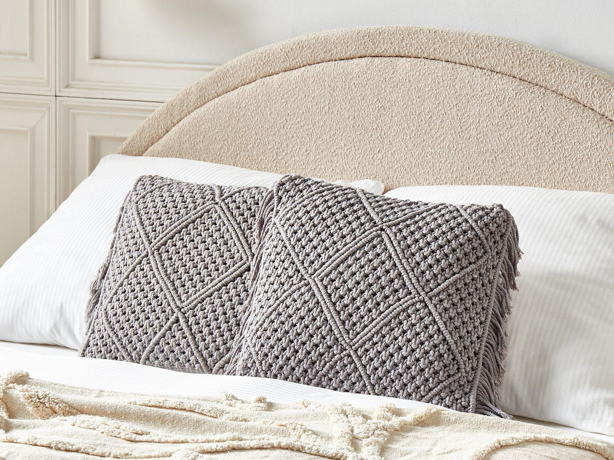DEKOKISSEN 2er-Set Grau 45/45 cm Besham - Grau, Textil (45/45cm) - Beliani