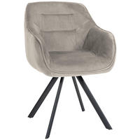 ARMLEHNENSTUHL Samt grau - Schwarz/Grau, Textil/Metall (57/90/63cm) - CLP