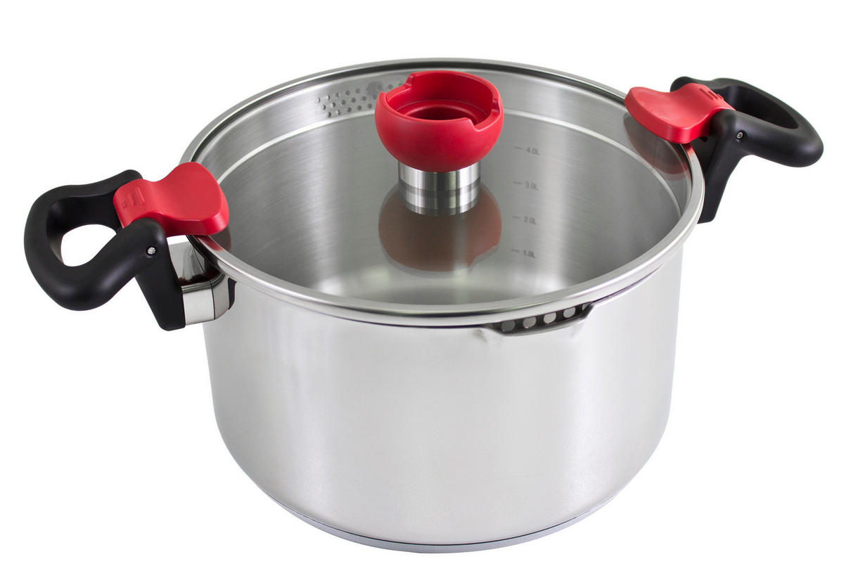 TOPFSET Nelo, Edelstahl, Induktion, 11-teilig - Silberfarben, Kunststoff/Metall - KOPF