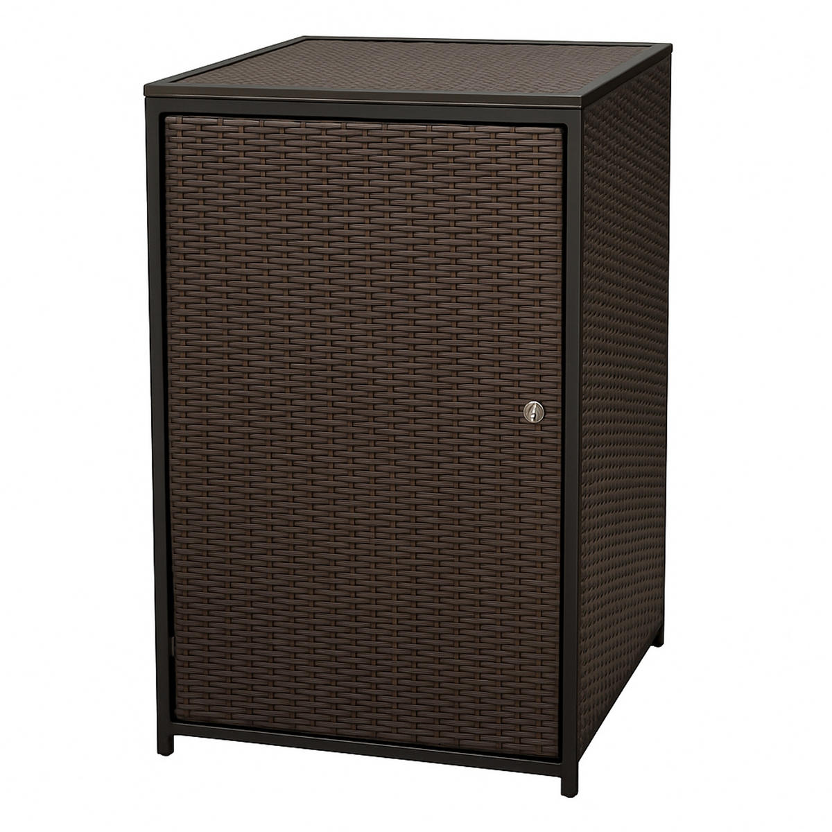 MÜLLTONNENBOX Belfast für Tonnen bis 240L - Mülltonnenverkleidung aus Metall und Polyrattan mocca. BxTxH: 76x78x123 cm - Braun, Metall (76/123/78cm) - TPFGarden