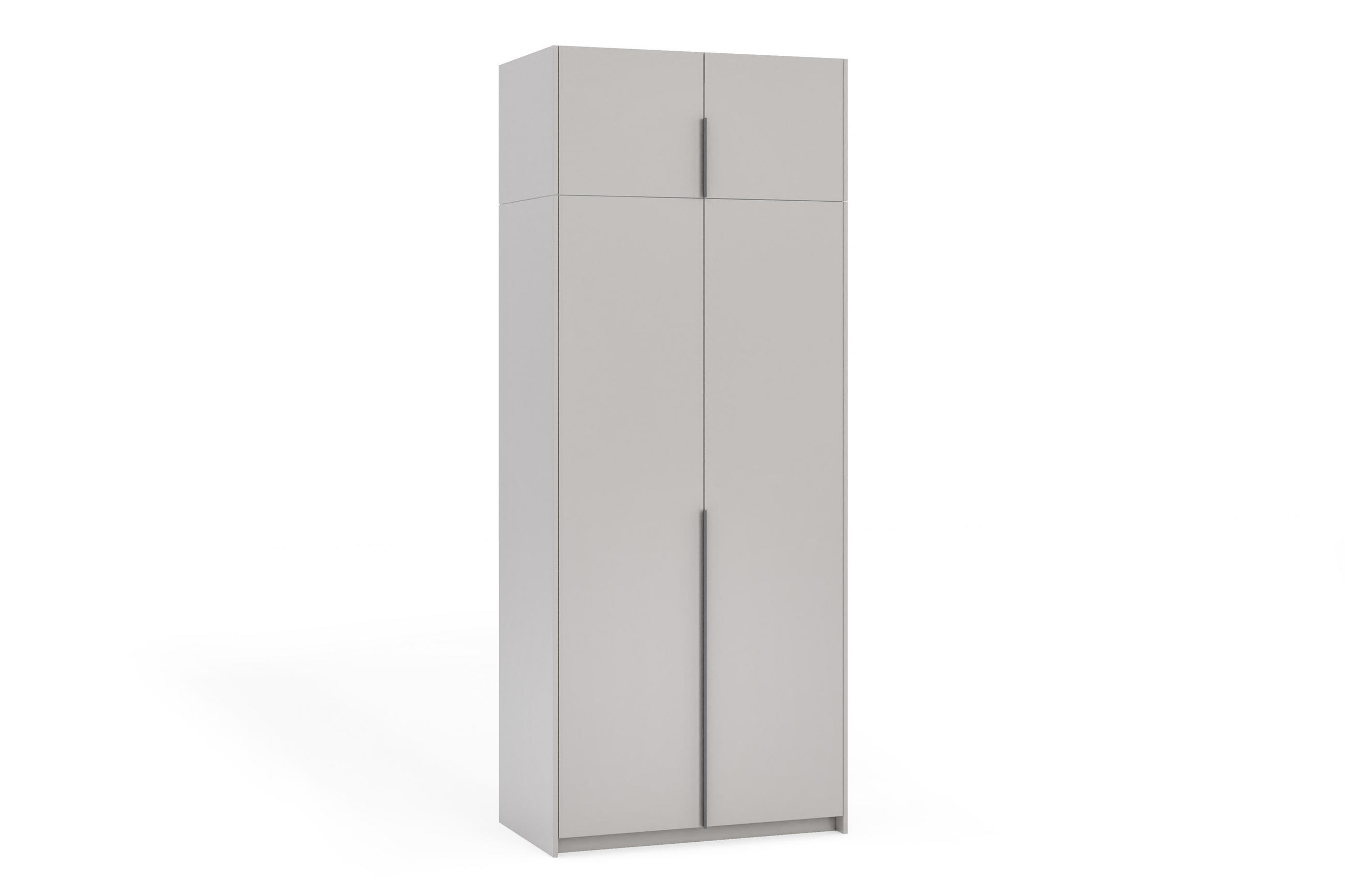 DREHTÜRENSCHRANK Apollonia I ohne Spiegel 100x204cm 2-türig, kaschmir, schwarze Griffe - Kaschmir/Schwarz, Kunststoff (58/250/100cm) - Margaret Hadas24