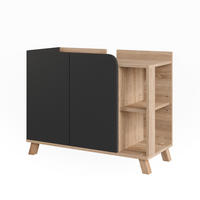 WASCHBECKENUNTERSCHRANK Karen Sonoma/Anthrazit 80 x 65 cm mit 2 Türen - Anthrazit/Sonoma Eiche, Holzwerkstoff (80/65/35cm) - Vicco