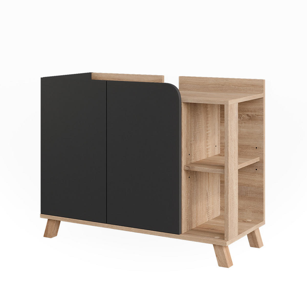 WASCHBECKENUNTERSCHRANK Karen Sonoma/Anthrazit 80 x 65 cm mit 2 Türen - Anthrazit/Sonoma Eiche, Holzwerkstoff (80/65/35cm) - Vicco