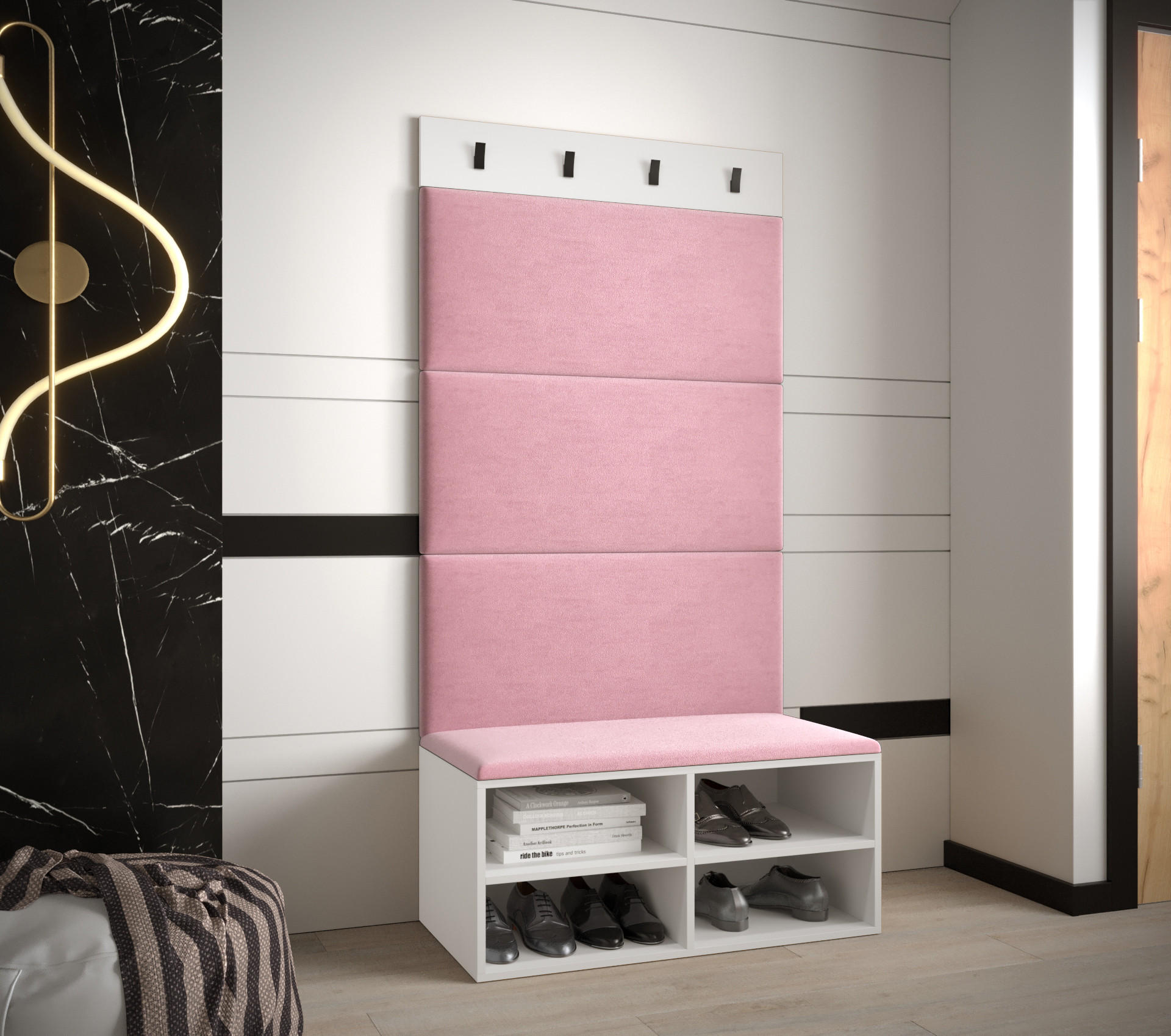 GARDEROBEN-SET 84/184/42 - Pink/Weiß, Holz (84/184/42cm) - MÖBEL KRYSPOL