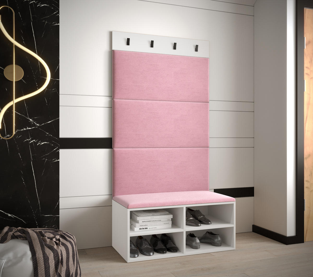 GARDEROBEN-SET 84/184/42 - Pink/Weiß, Holz (84/184/42cm) - MÖBEL KRYSPOL