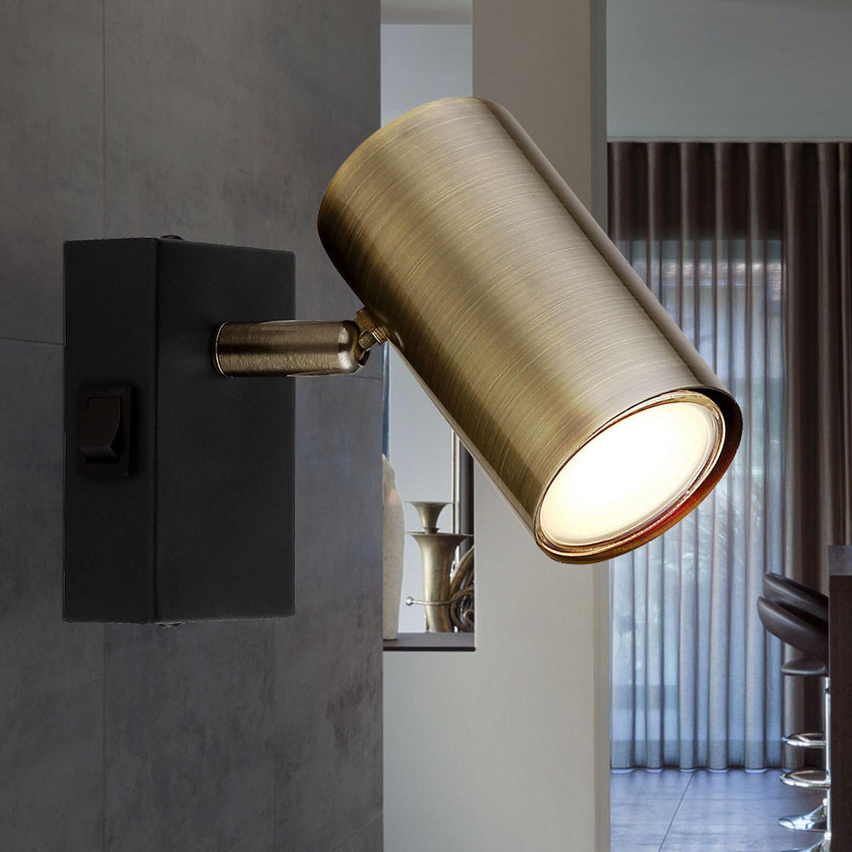 WANDLEUCHTE ROBBY Metall Messing - Messingfarben, Metall (7/10/12cm)