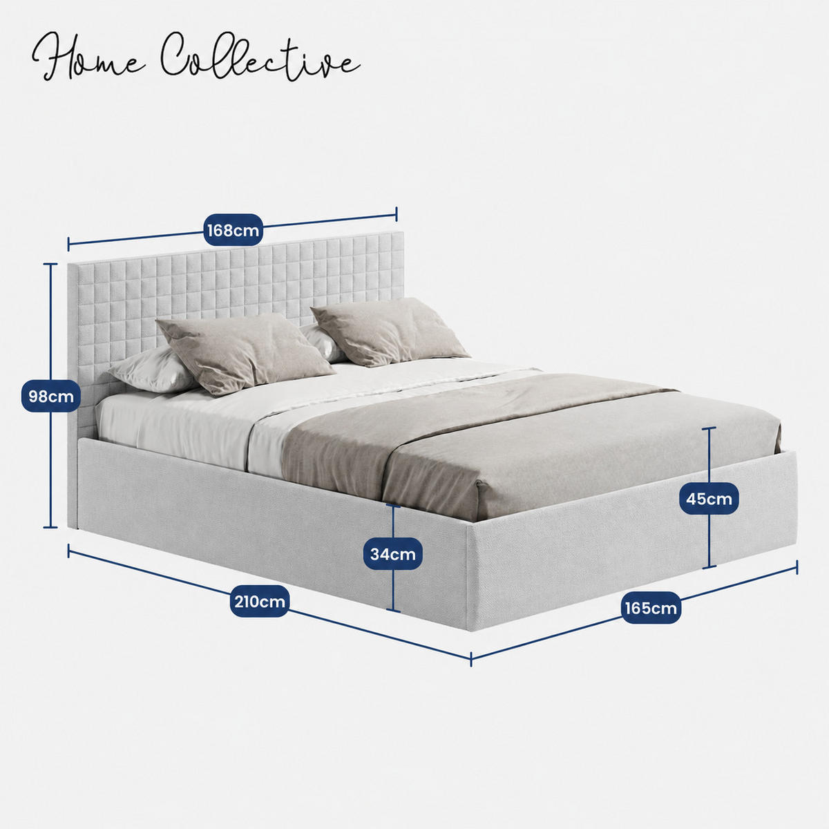 POLSTERBETT VARDO-Stoff H3 Matratze 160x200 cm in Grau - Grau, Textil (160/200cm) - Home Collective