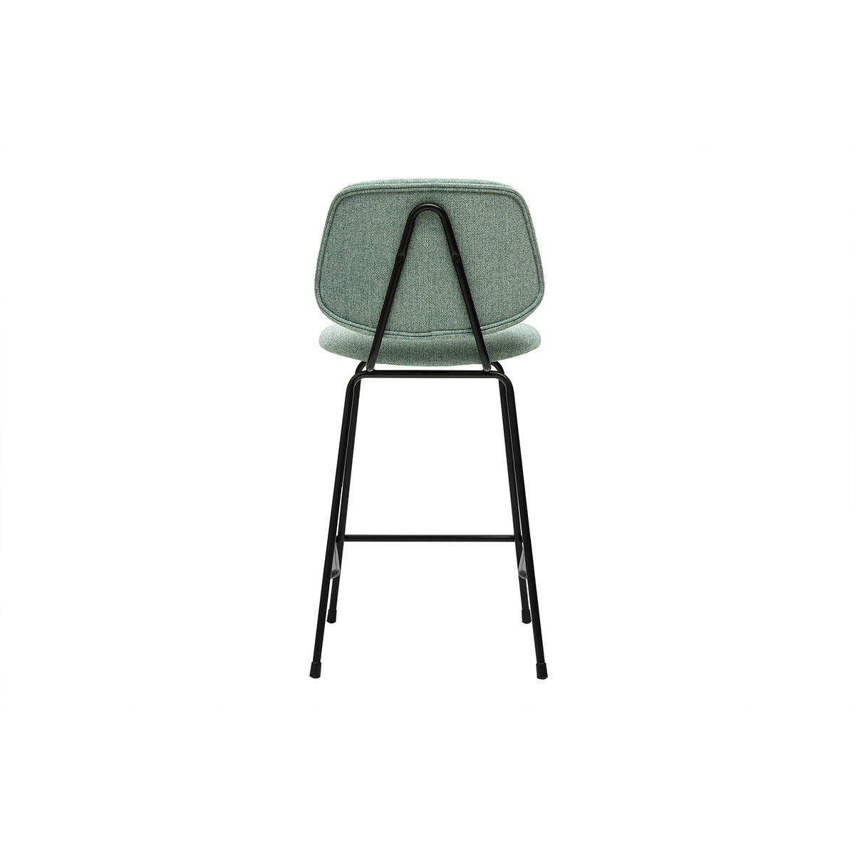 BARHOCKER aus Samt-Effekt-Textil in Celadon-Grün und Metall H66.5 cm BARNET (2er-Set) - Salbeigrün, Textil (52/94.5/46cm) - Miliboo