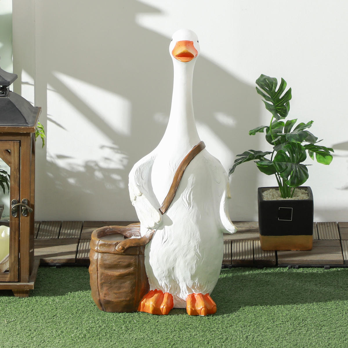 PFLANZTOPF mit Entwässerungsbohrung, Kräutertopf für Indoor, Outdoor, Kunstharz - Weiß, Kunststoff (60cm) - Outsunny